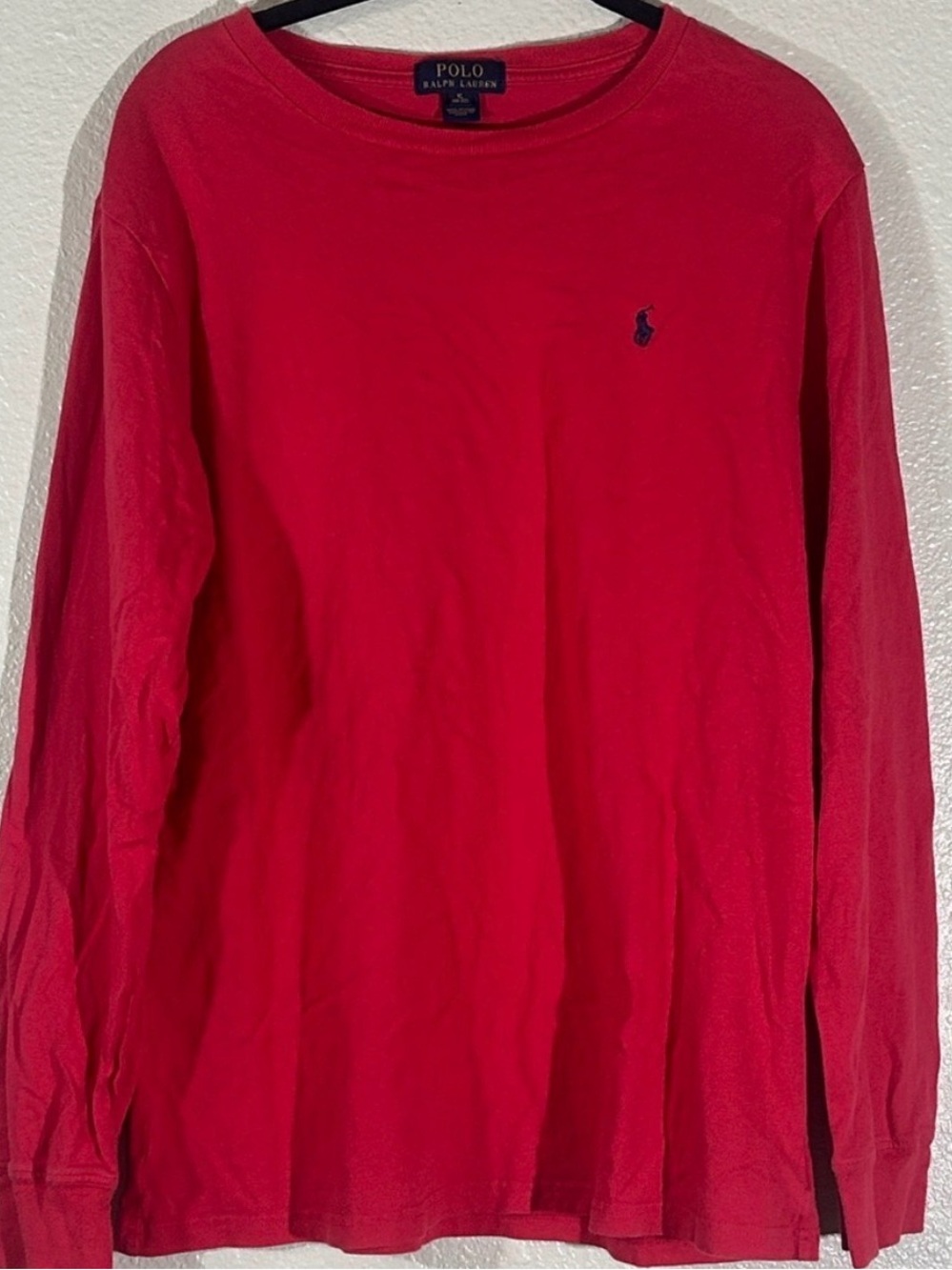 Boy’s Polo by Ralph Lauren Red Long Sleeve Crewneck with Navy Pony